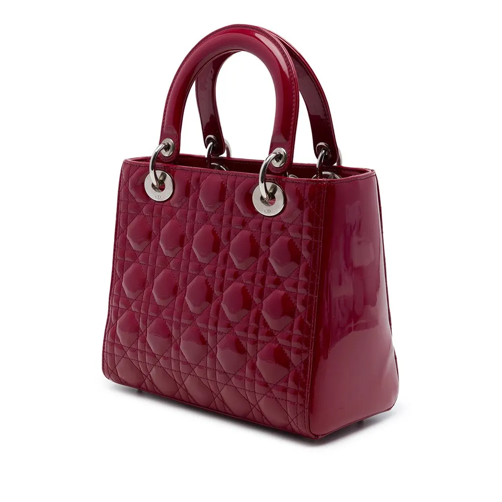 Dior Medium Patent Cannage Lady Dior Red Leather Very good - Back View