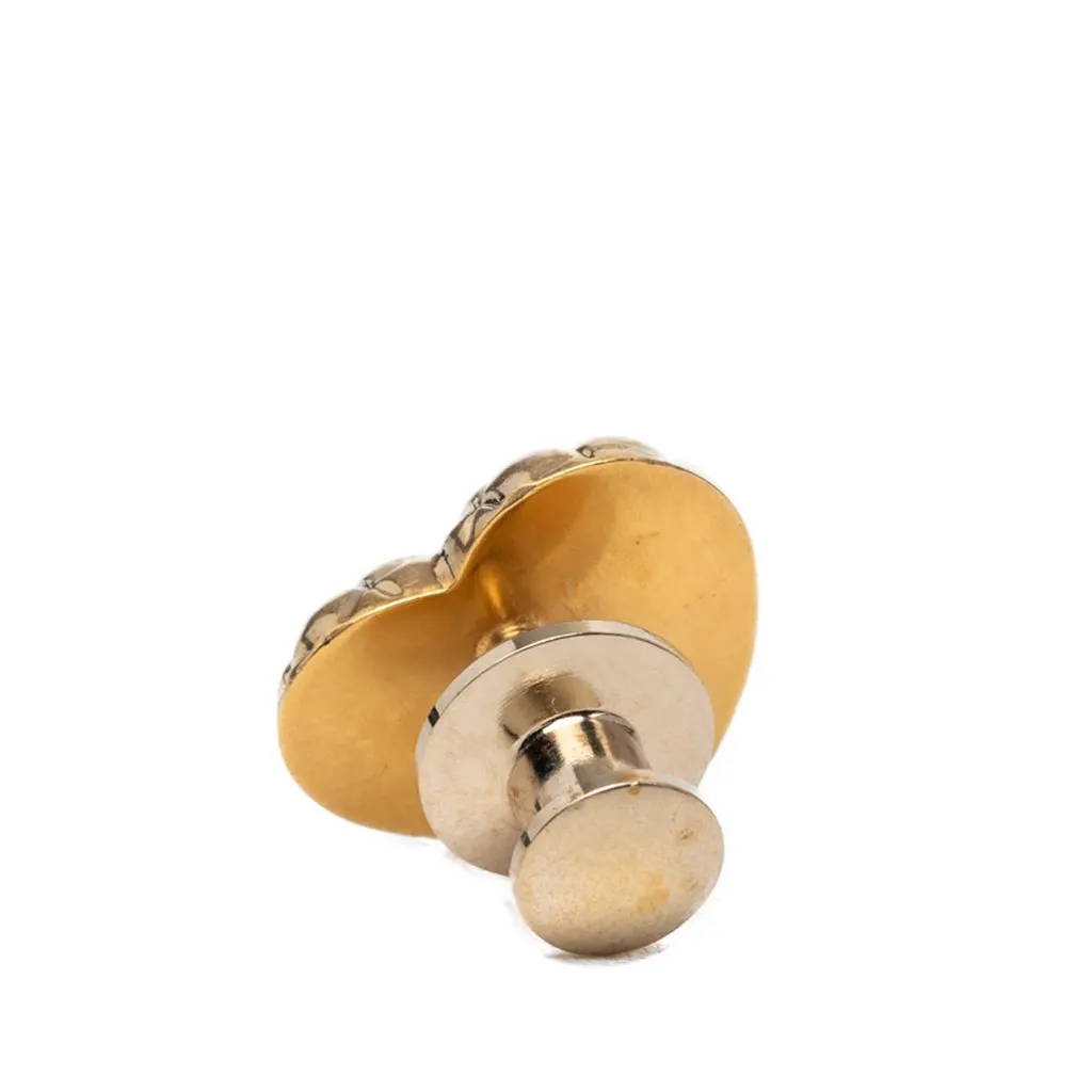 Chanel CC Gold Plated Quilted Heart Brooch Gold Metal Very good - Back View