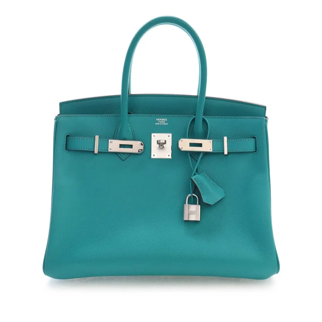Hermès Epsom Birkin Retourne 30 Blue Leather Very good - Front View