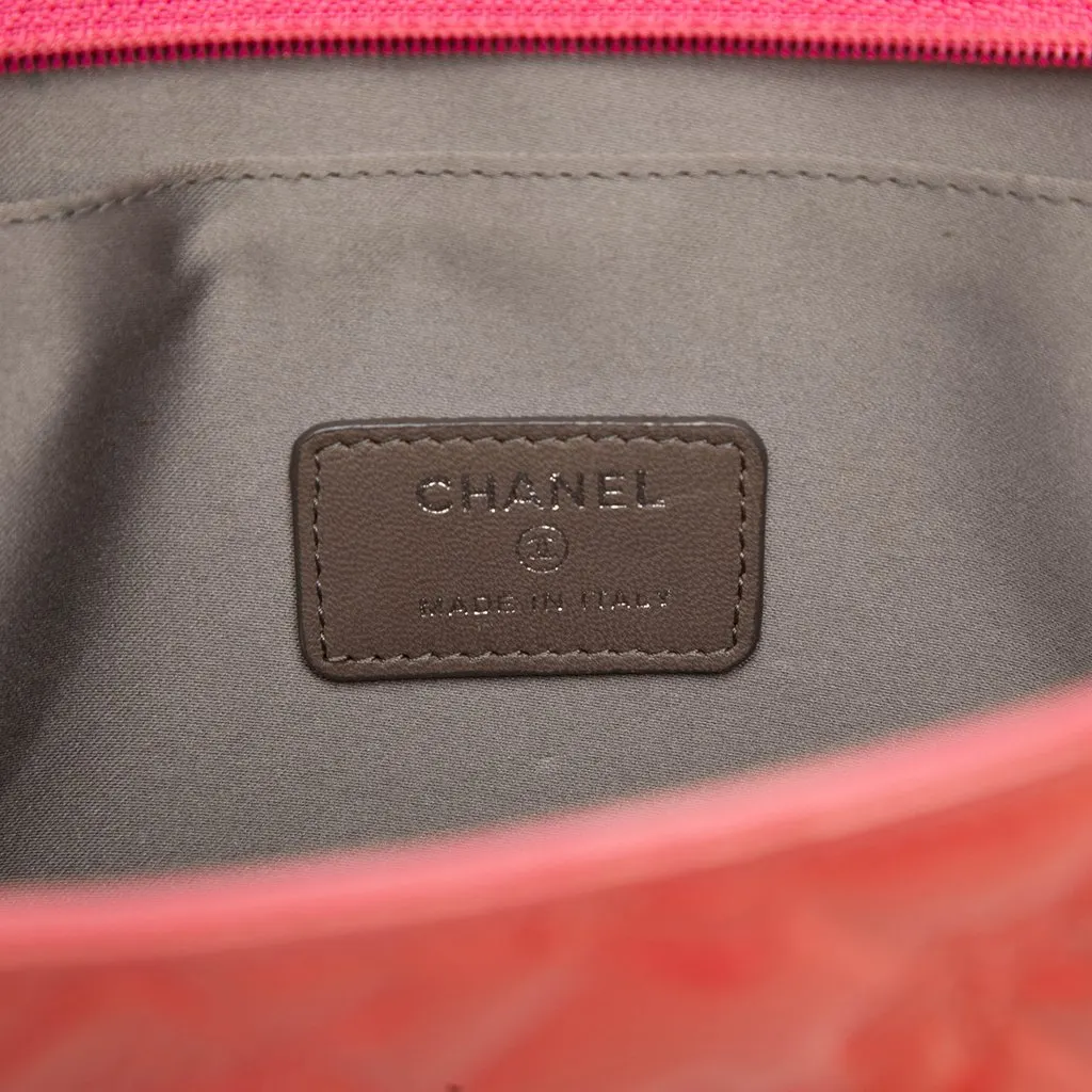 Chanel Quilted Patent Embossed Lucky Symbols Pochette Pink Leather Very good - Box View