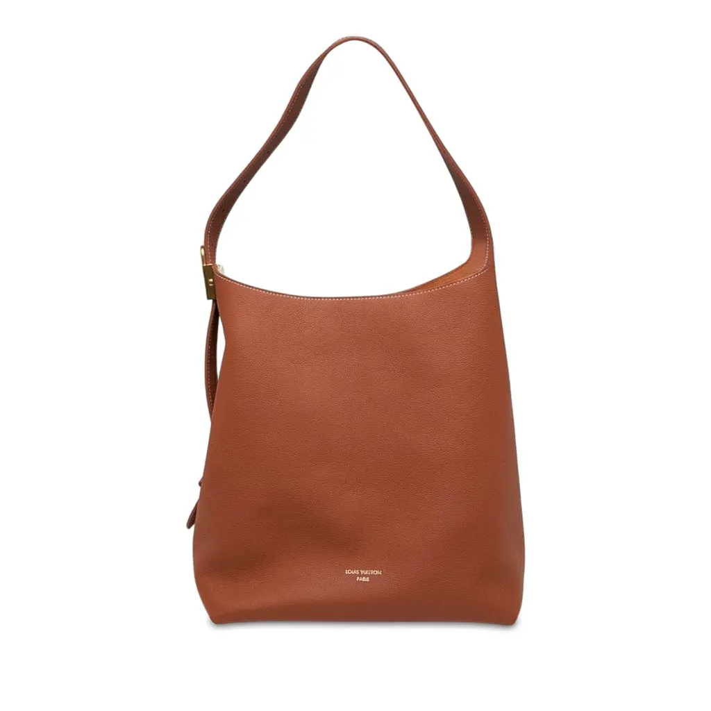 Louis Vuitton Grained Calfskin Low Key Hobo MM Brown Leather Very good - Front View