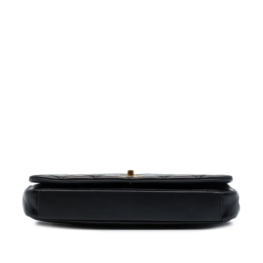 Chanel Paris Rome Quilted Lambskin Gold Bar Flap Black Leather Very good - Inside View
