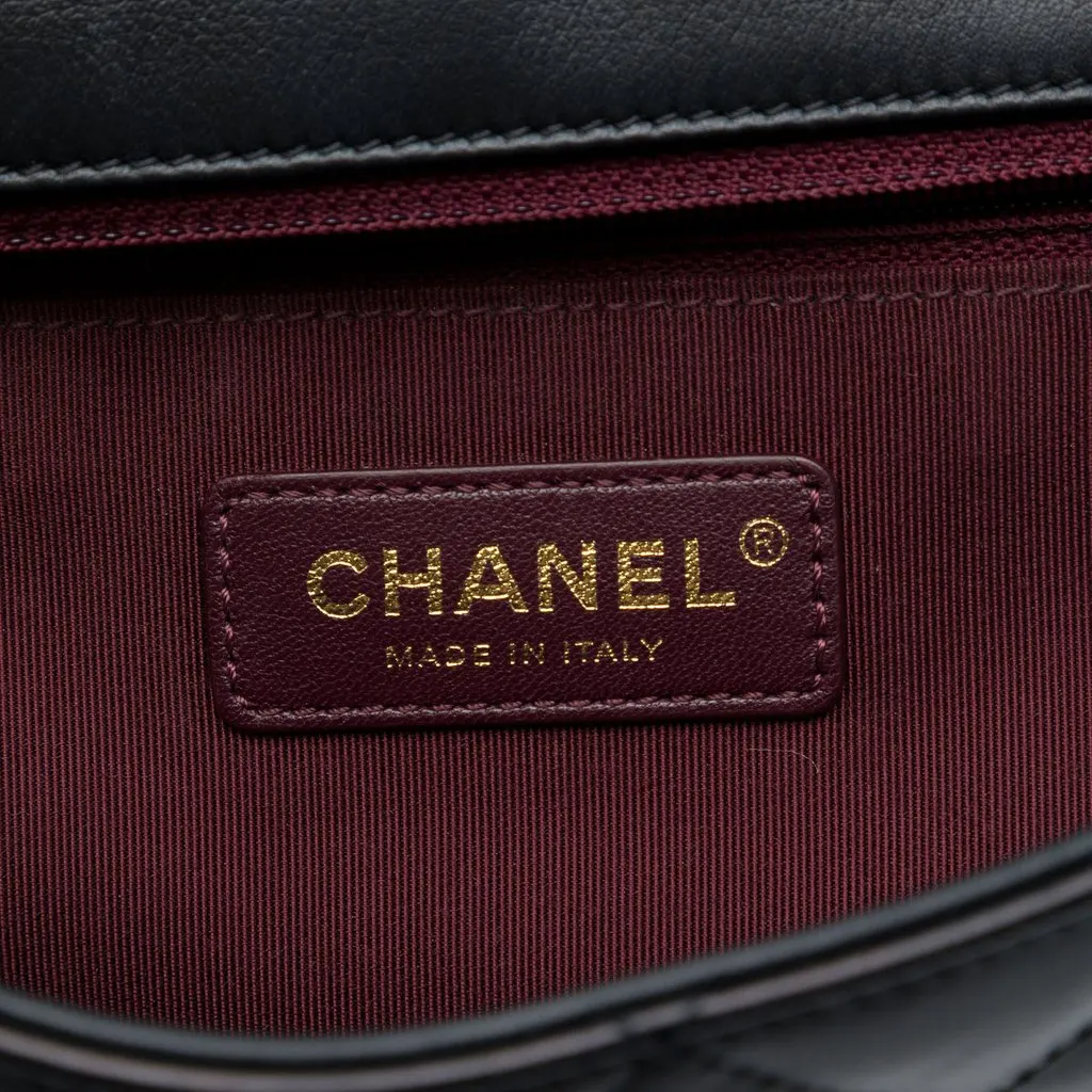 Chanel Paris Rome Quilted Lambskin Gold Bar Flap Black Leather Very good - Box View