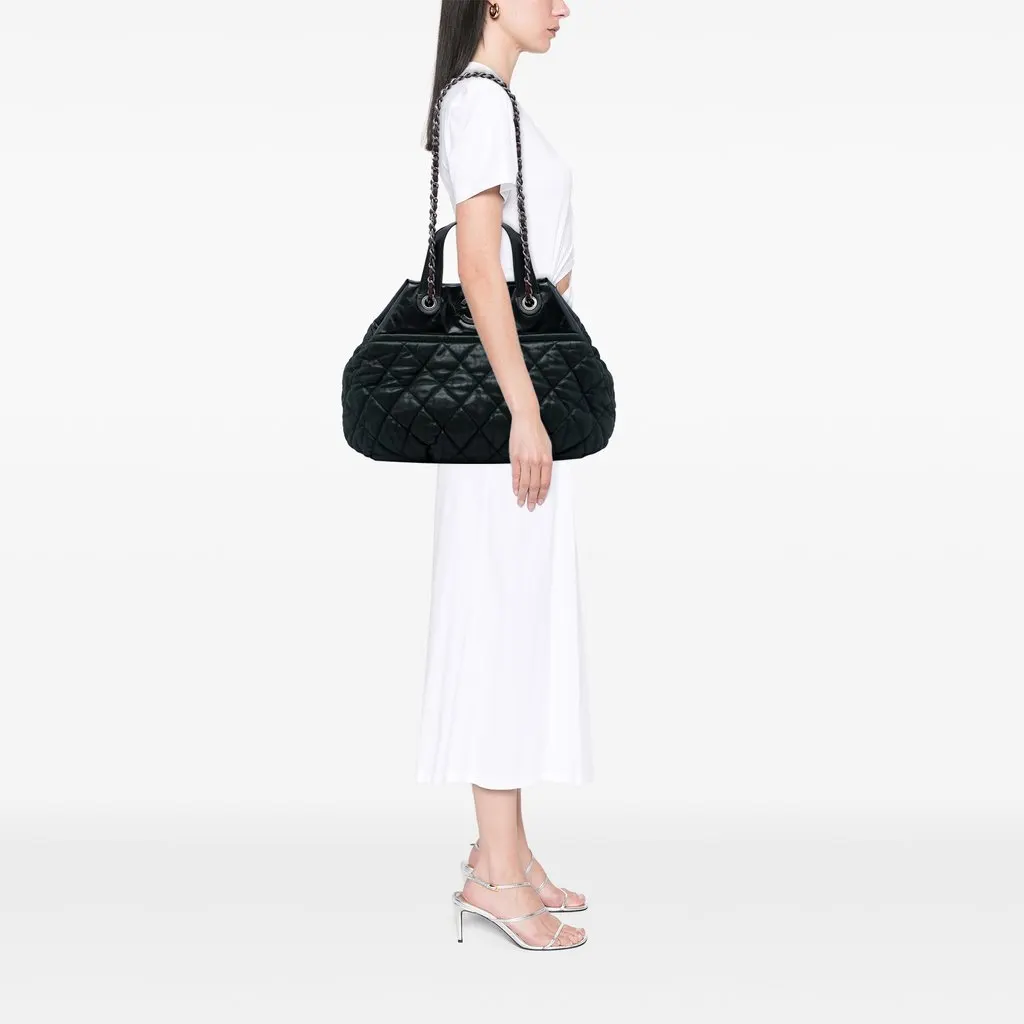 Chanel Large Quilted Iridescent Calfskin In The Mix Satchel Black Leather Very good - Box View