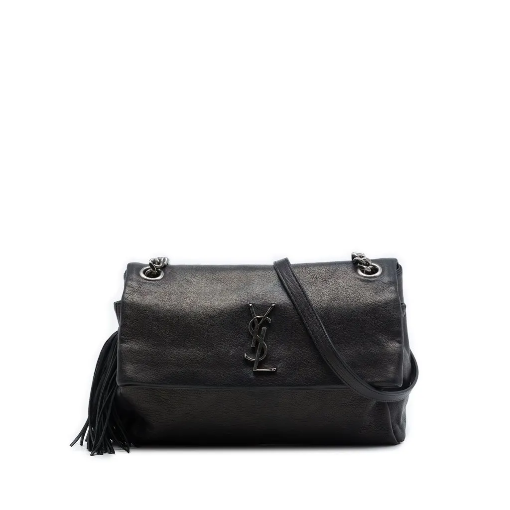 Saint Laurent Small Sheepskin West Hollywood Crossbody Black Leather Very good - Front View