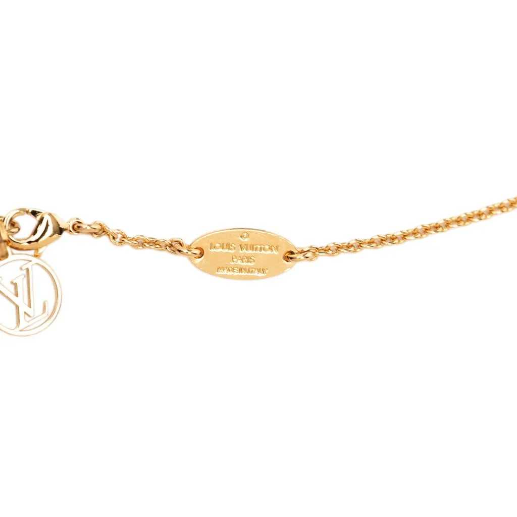 Louis Vuitton Gold Plated Essential V Pendant Necklace Gold Metal Very good - Box View