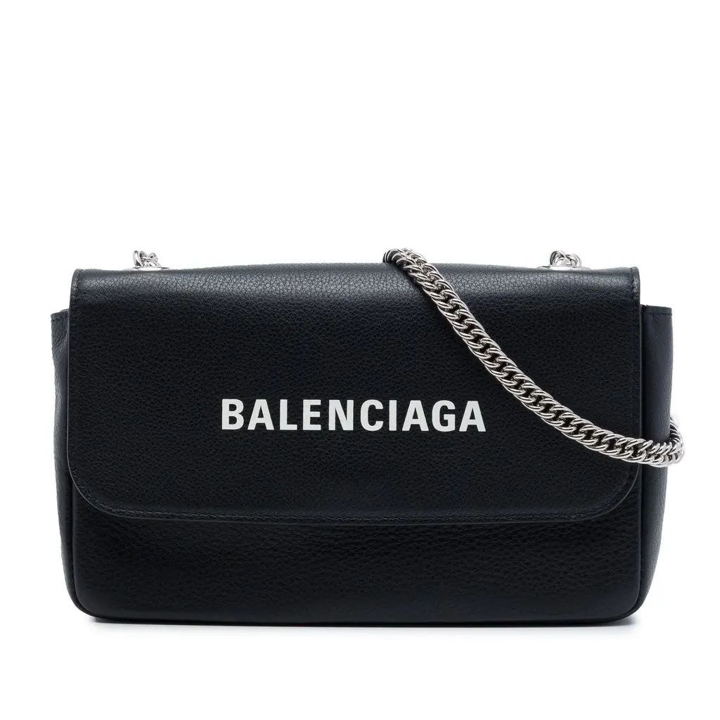 Balenciaga Leather Everyday Wallet on Chain Black Leather Very good - Front View