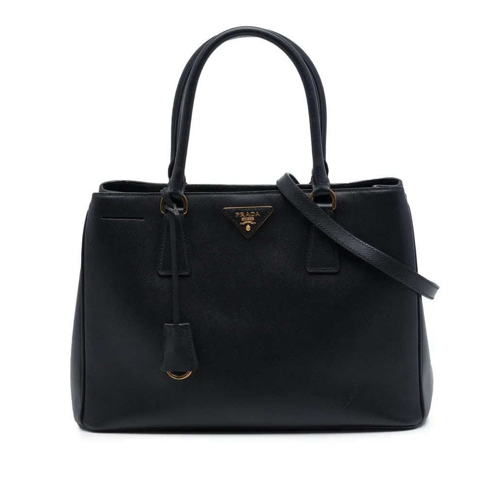 Prada Medium Saffiano Lux Galleria Satchel Black Leather Very good - Front View