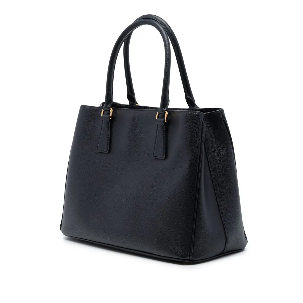 Prada Medium Saffiano Lux Galleria Satchel Black Leather Very good - Back View