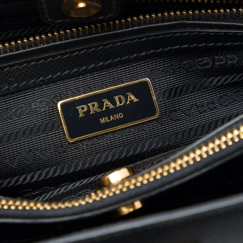 Prada Medium Saffiano Lux Galleria Satchel Black Leather Very good - Box View