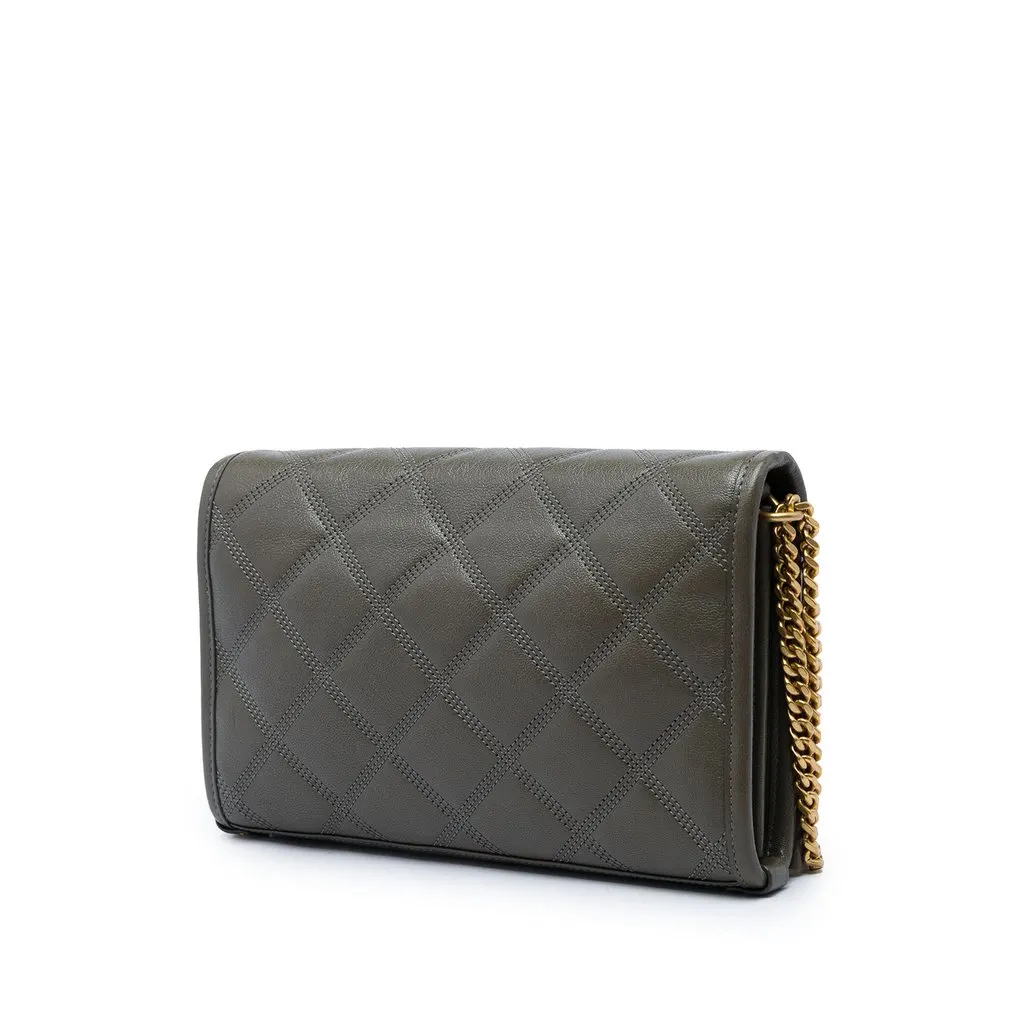 Saint Laurent Lambskin Becky Wallet on Chain Brown Leather Very good - Back View