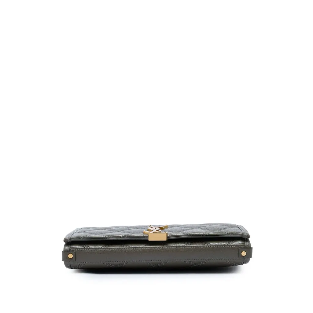 Saint Laurent Lambskin Becky Wallet on Chain Brown Leather Very good - Inside View
