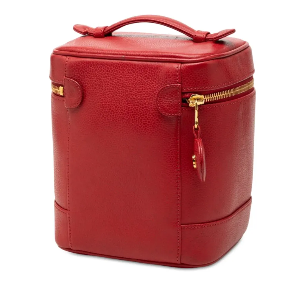 Chanel CC Caviar Vanity Bag Red Leather Very good - Back View