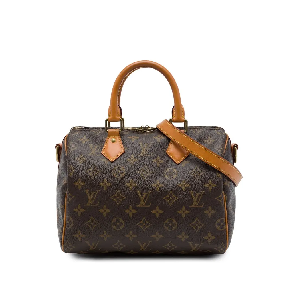 Louis Vuitton Monogram Speedy Bandouliere 25 Brown Canvas Good - Front View