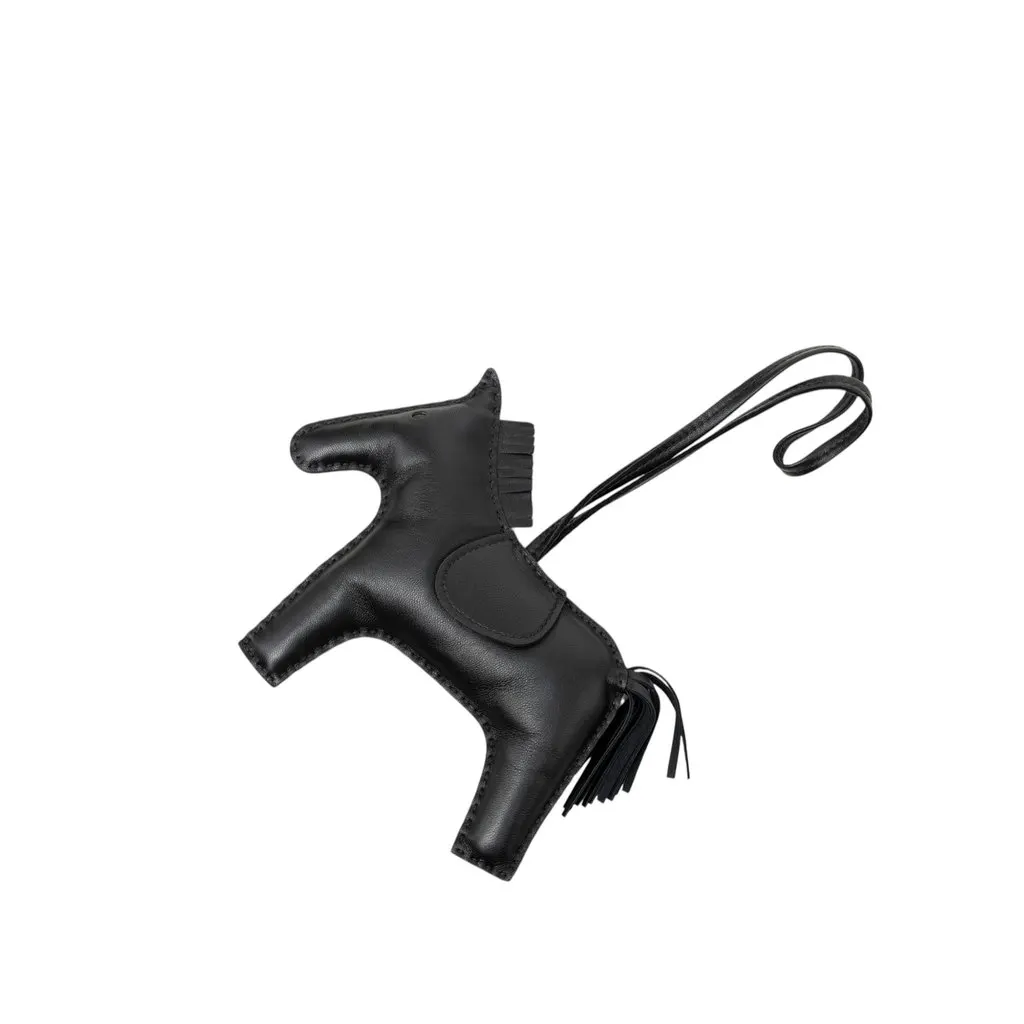 Hermès Milo Lambskin GriGri Rodeo Bag Charm GM Black Leather Very good - Front View