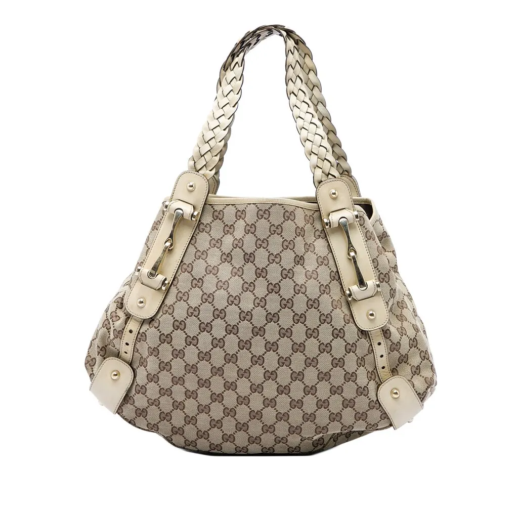 Gucci GG Canvas Horsebit Pelham Shoulder Bag Beige Very good - Front View