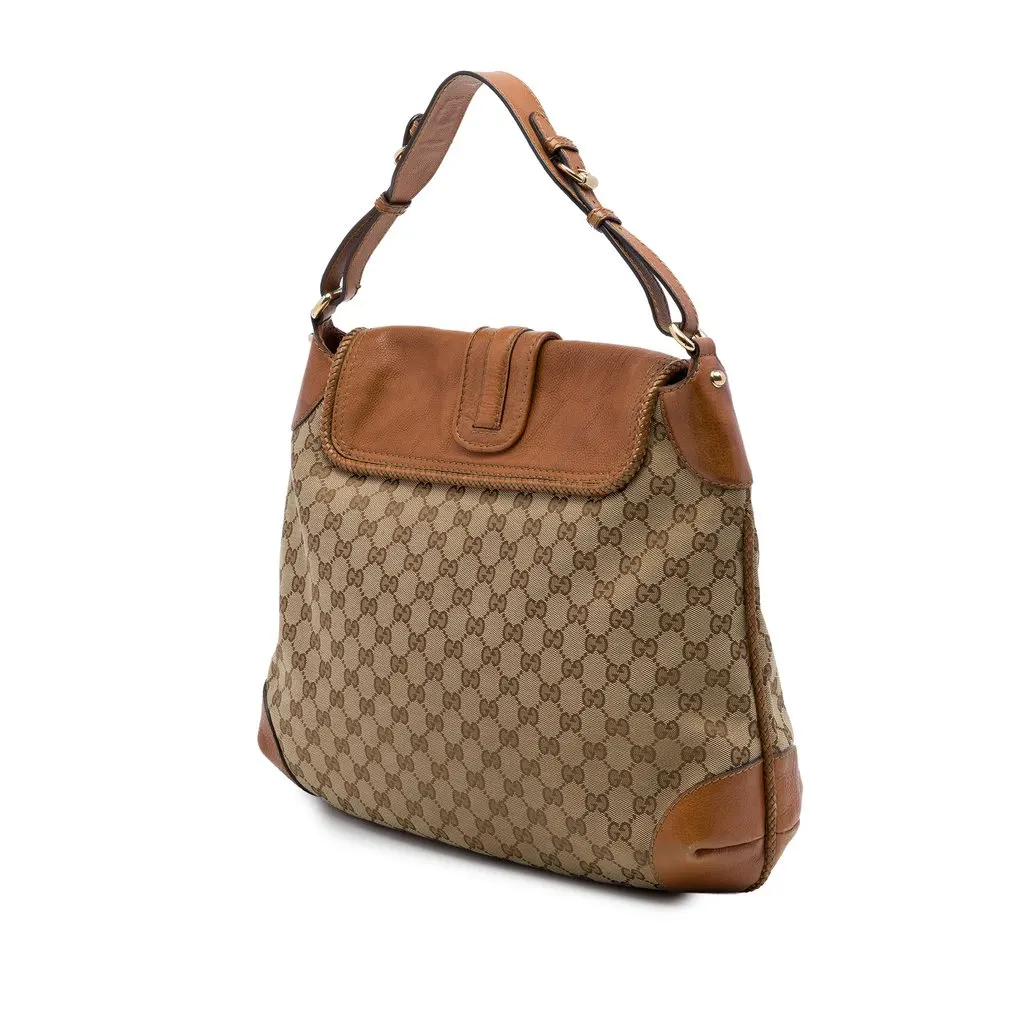 Gucci GG Canvas Marrakech Shoulder Bag Beige Canvas Good - Back View