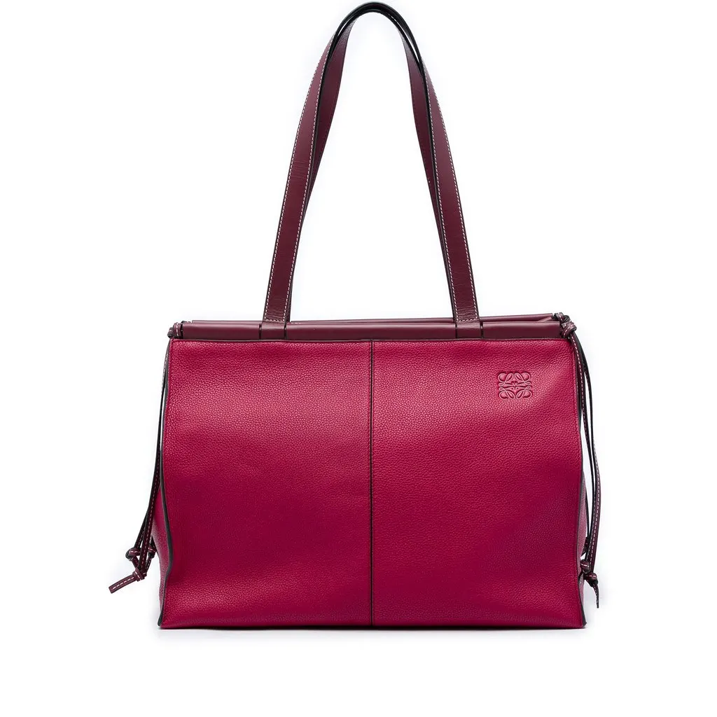 LOEWE Medium Leather Cushion Tote Red Leather Very good - Front View