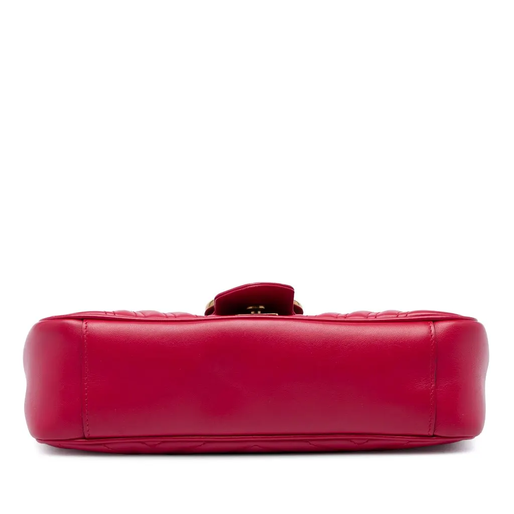 Gucci Medium GG Marmont Matelasse Calfskin Shoulder Bag Red Leather Very good - Inside View