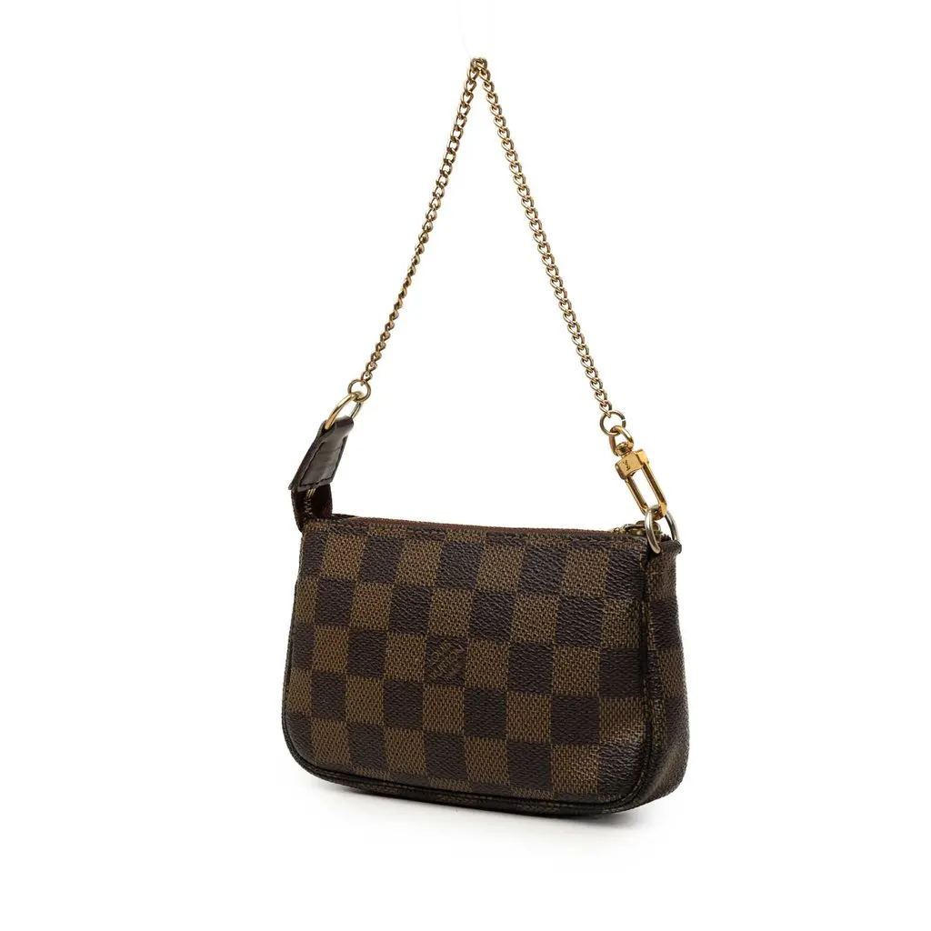 Louis Vuitton Damier Ebene Mini Pochette Accessoires Brown Canvas Very good - Back View