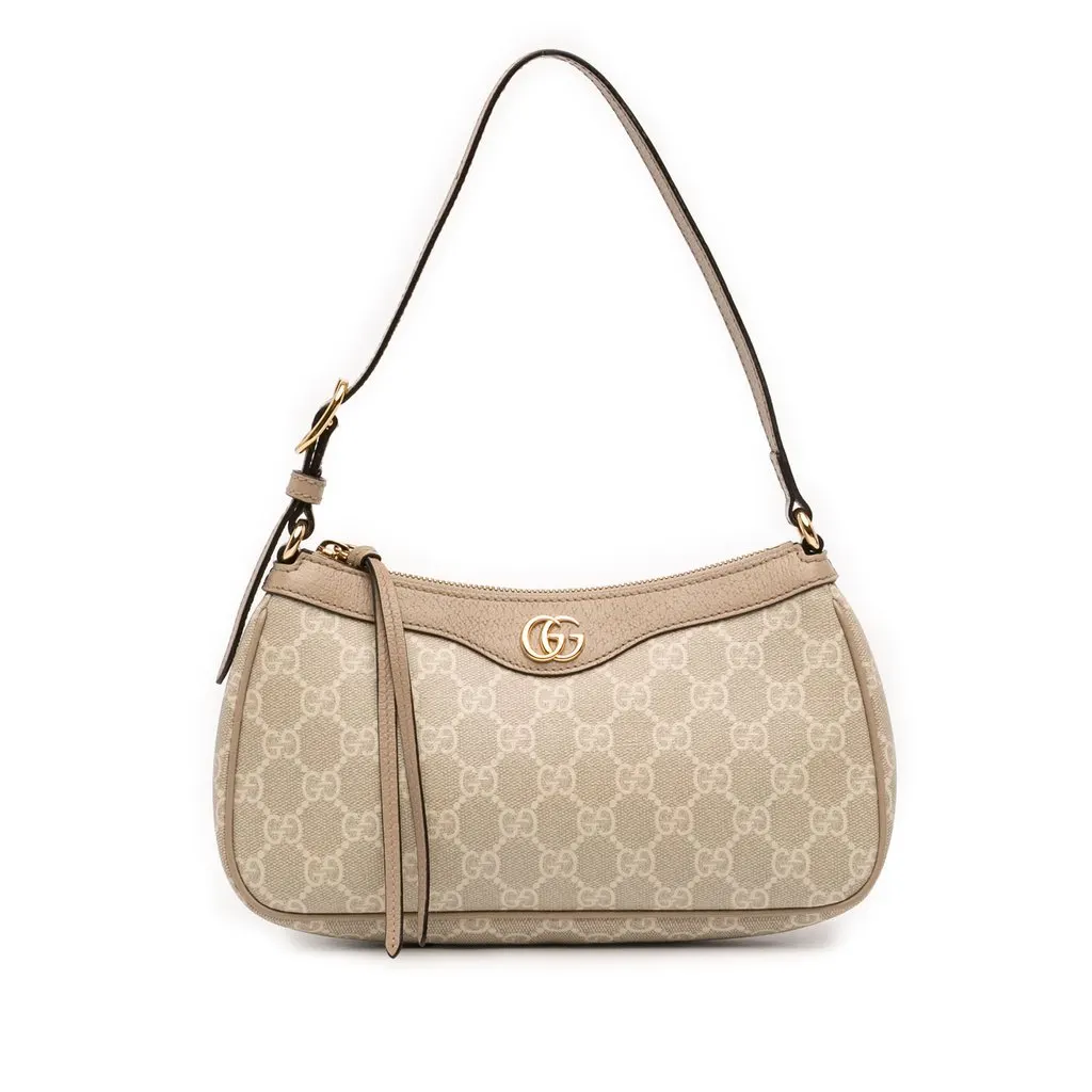 Gucci Small GG Supreme Ophidia Shoulder Bag Beige Very good - Front View