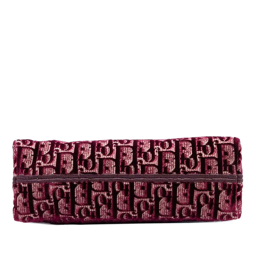Dior Oblique Embroidered Velvet Cosmetic Pouch Red Very good - Inside View