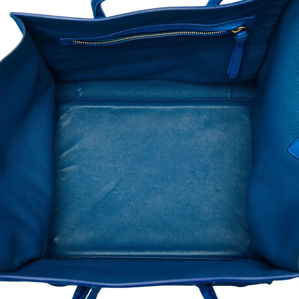 Celine Medium Suede Phantom Luggage Tote Blue Leather Very good - Model View