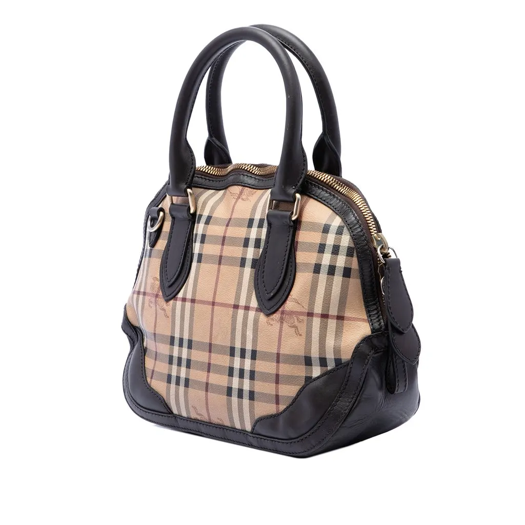 Burberry Small Haymarket Check Coated Canvas Orchard Bowling Bag Beige Very good - Back View