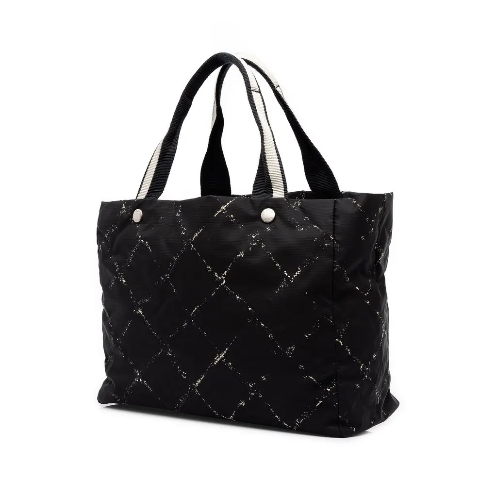 Chanel Old Travel Line Nylon Tote Black Polyamide Very good - Back View
