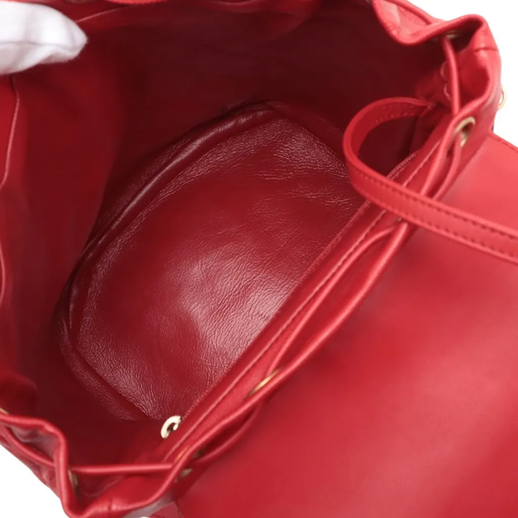 Chanel Quilted Caviar CC Filigree Backpack Red Leather Very good - Inside View