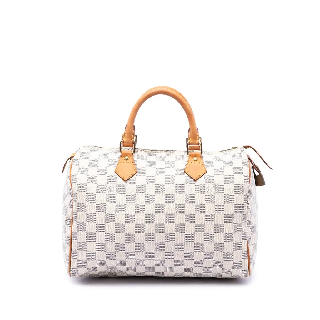 Louis Vuitton Damier Azur Speedy 30 White Canvas Good - Front View