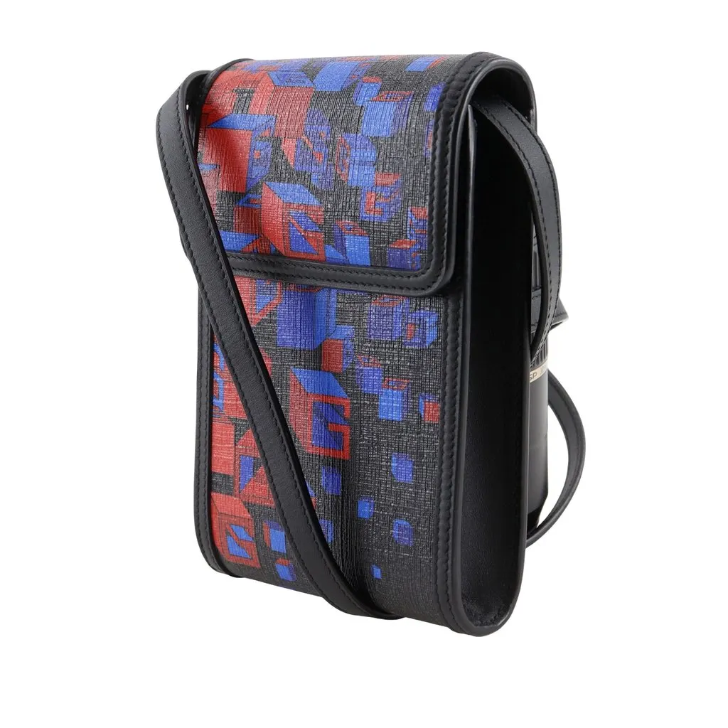 Gucci Square G Space Coated Canvas Phone Holder Black Canvas Good - Back View