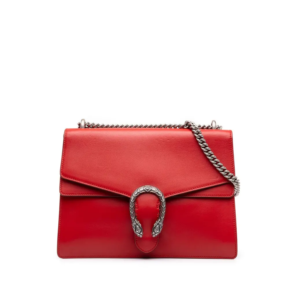 Gucci Medium Calfskin Dionysus Shoulder Bag Red Leather Very good - Front View
