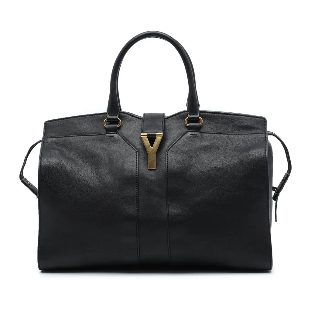 Saint Laurent Large Leather Cabas Chyc Satchel Black Leather Very good - Front View