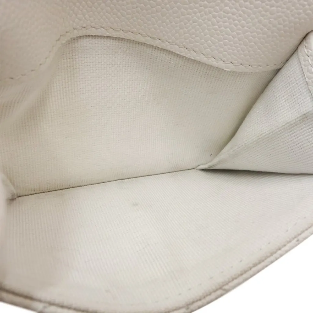 Chanel CC Quilted Caviar Flap Card Holder Wallet White Leather Very good - Inside View