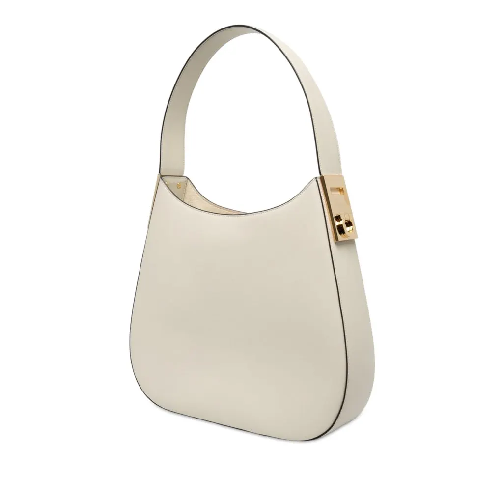 Salvatore Ferragamo Medium Calfskin Smile Hobo White Leather Very good - Back View