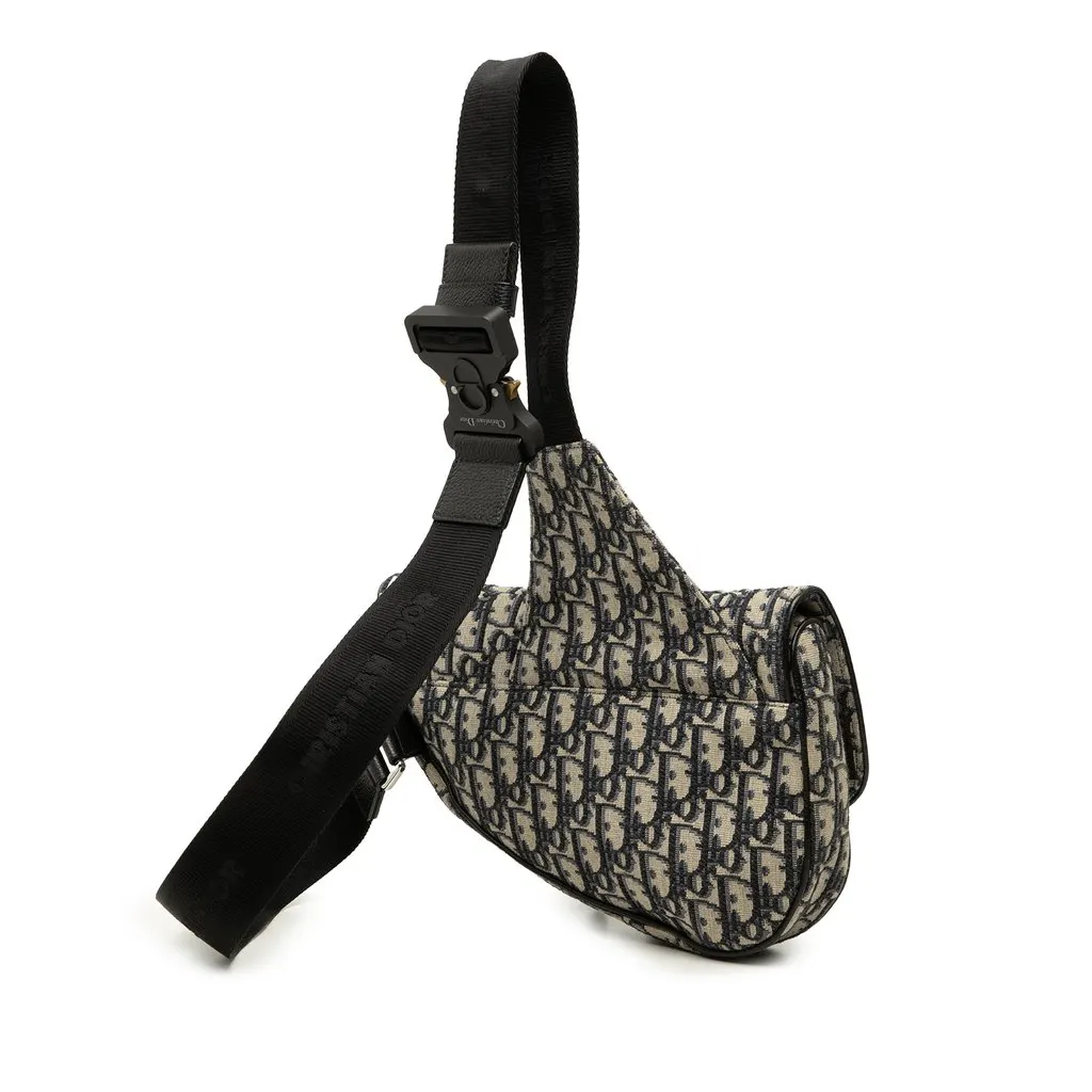 Dior Oblique Canvas Saddle Crossbody Blue Very good - Back View