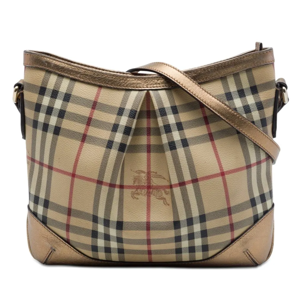 Burberry Haymarket Check Coated Canvas Hartham Crossbody Beige Very good - Front View