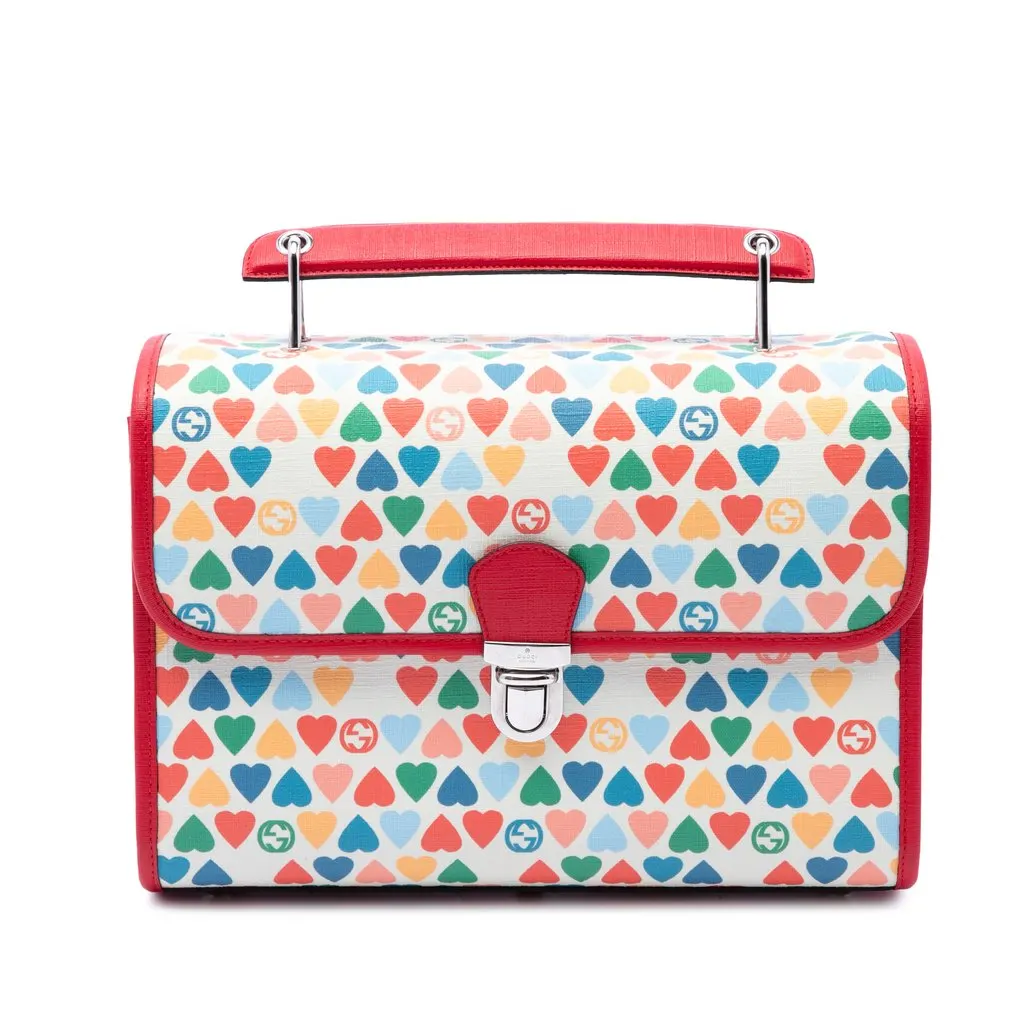 Gucci Childrens Coated Canvas Heart Handbag White Very good - Front View