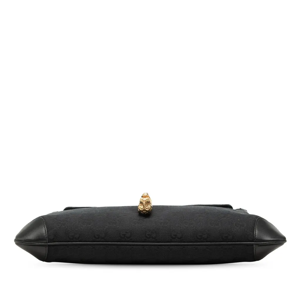 Gucci GG Canvas Tiger Charm Shoulder Bag Black Canvas Good - Inside View