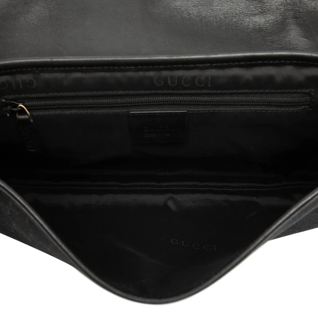 Gucci GG Canvas Tiger Charm Shoulder Bag Black Canvas Good - Model View