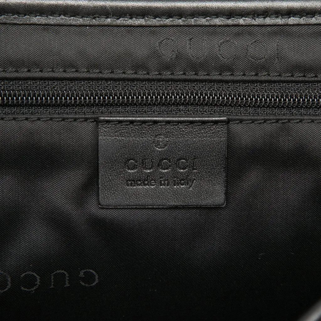 Gucci GG Canvas Tiger Charm Shoulder Bag Black Canvas Good - Box View