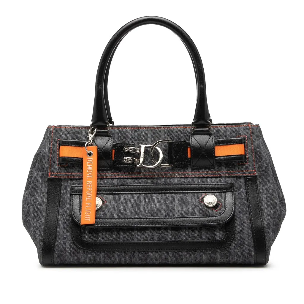 Dior Diorissimo Trotter Denim Flight Handle Bag Blue Very good - Front View