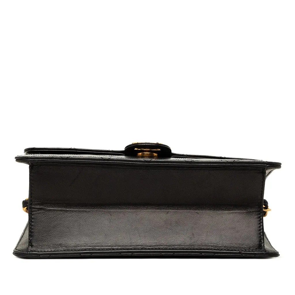 Chanel Small CC Quilted Lambskin Single Flap Black Leather Very good - Inside View