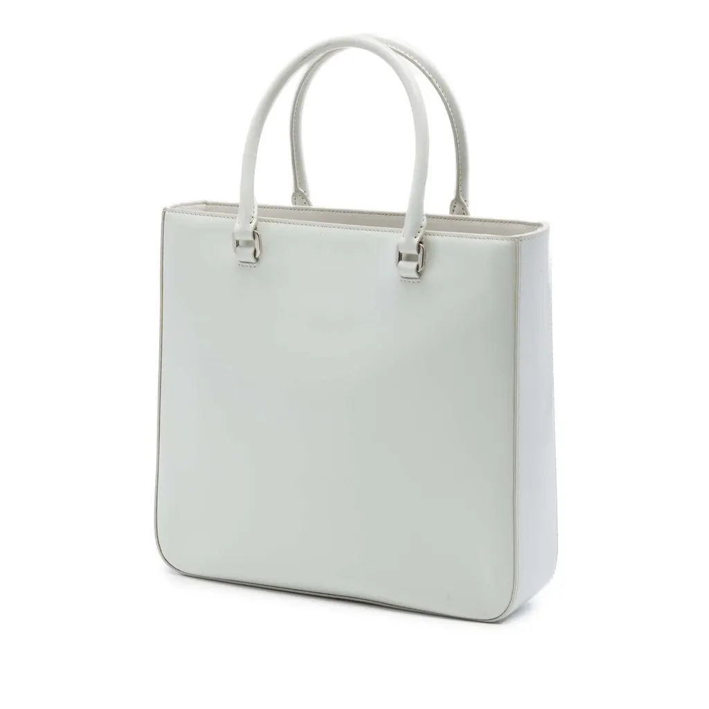 Prada Medium Spazzolato Leather Satchel White Leather Very good - Back View