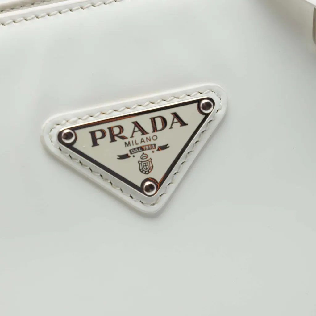 Prada Medium Spazzolato Leather Satchel White Leather Very good - Box View