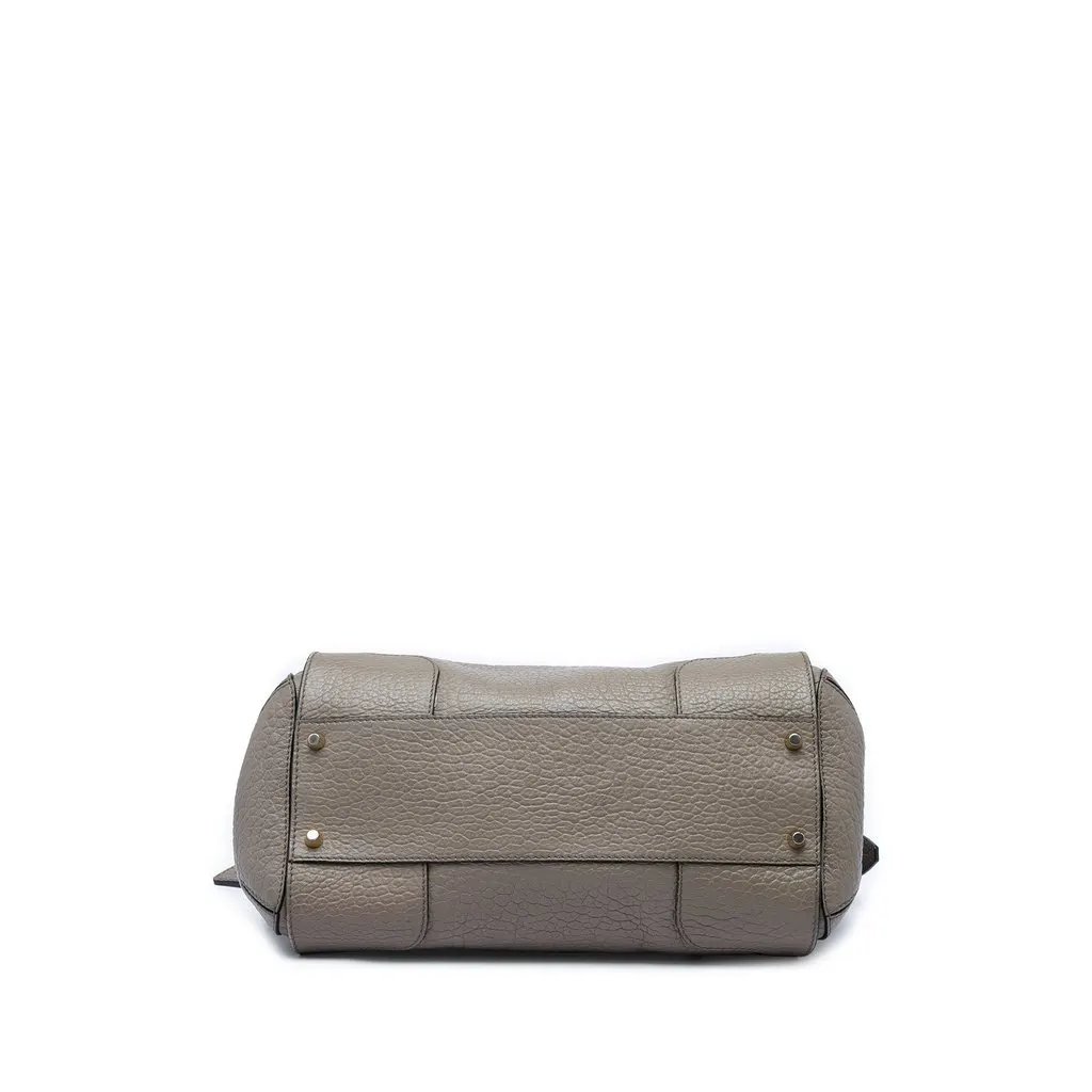 Burberry Small Grained Leather Heritage Gladstone Satchel Grey Leather Good - Inside View