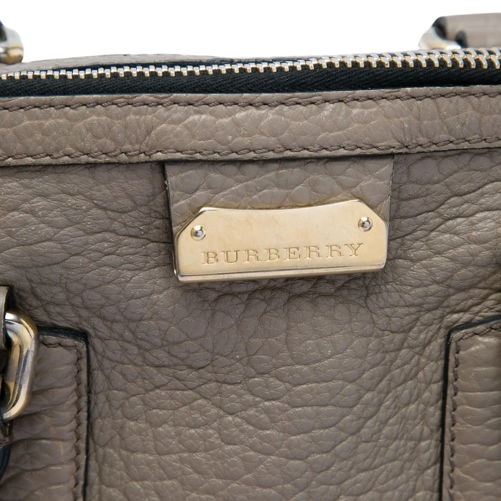 Burberry Small Grained Leather Heritage Gladstone Satchel Grey Leather Good - Box View
