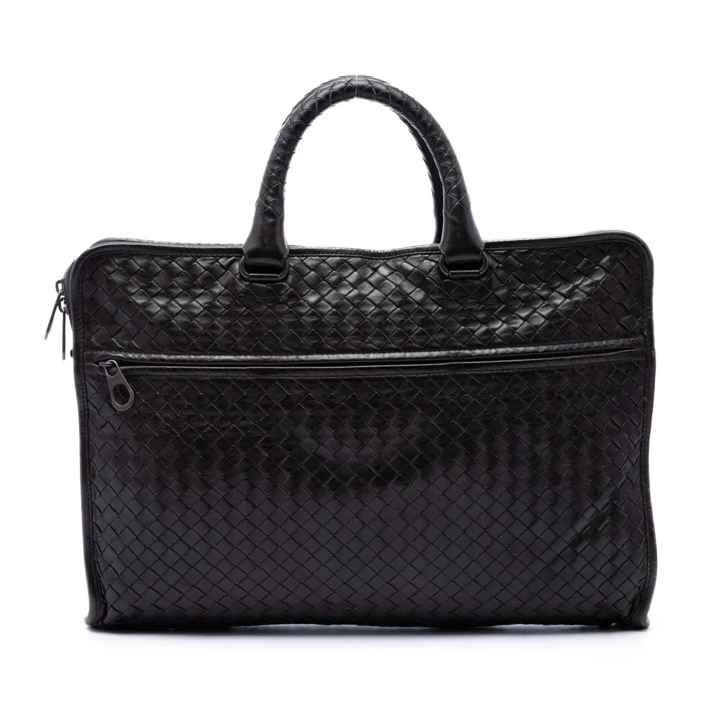 Bottega Veneta Nappa Intrecciato Business Bag Brown Leather Very good - Front View