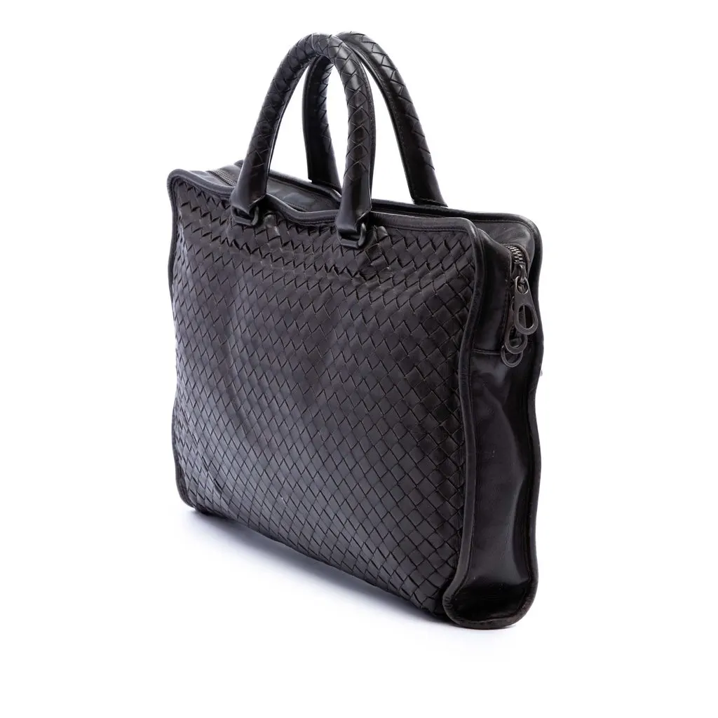 Bottega Veneta Nappa Intrecciato Business Bag Brown Leather Very good - Back View